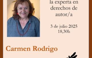 En Blanco, Negro y Magenta siempre hemos presumido de contar con mujeres interesantes con las que las charlar y, desde que son online nuestro radio de acción se amplía, no solo a las propias socias que viven en lugares muy diferentes, como a las propias tertulianas. En esta ocasión no tratábamos sobre la producción ni la trayectoria de ninguna artista, sino que fue un tema tan interesante como “los derechos de autor/a y la propiedad intelectual” de la mano de una experta: Carmen Rodrigo.